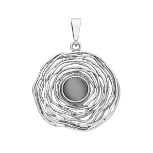 Zawieszka srebrna kwiat z szarym kamieniem