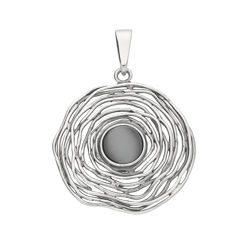 Zawieszka srebrna kwiat z szarym kamieniem