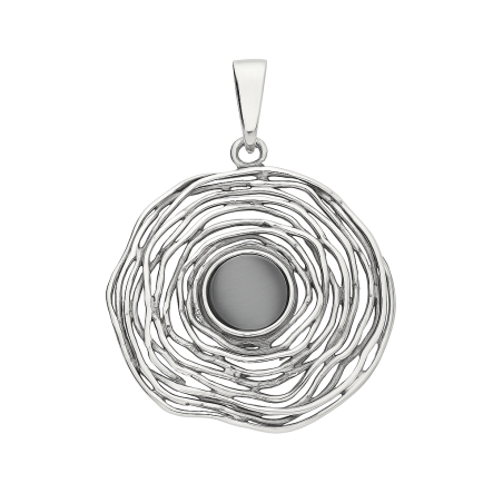 Zawieszka srebrna kwiat z szarym kamieniem