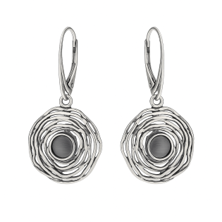 Kolczyki srebrne kwiat z szarym kamieniem