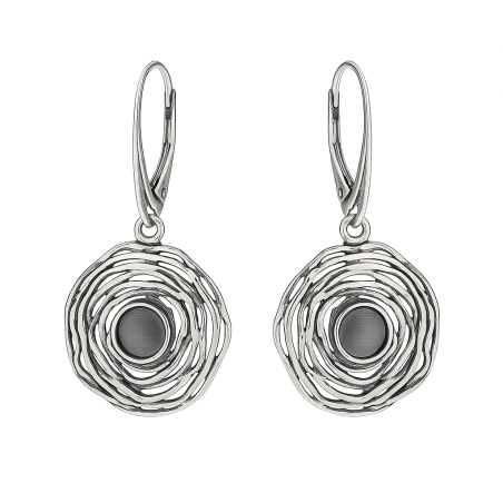 Kolczyki srebrne kwiat z szarym kamieniem