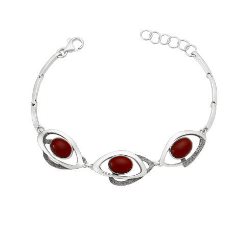 Bransoleta srebrna ramki z rubinowymi kamieniami