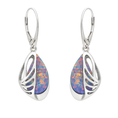 Kolczyki srebrne z ciemno-niebieskim opalem