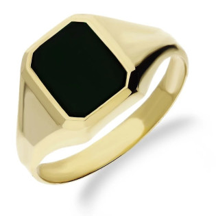 Sygnet złoty męski prostokąt z onyksem jubilerskim