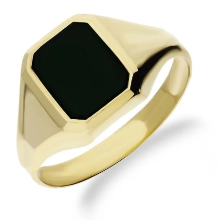 Sygnet złoty męski prostokąt z onyksem jubilerskim