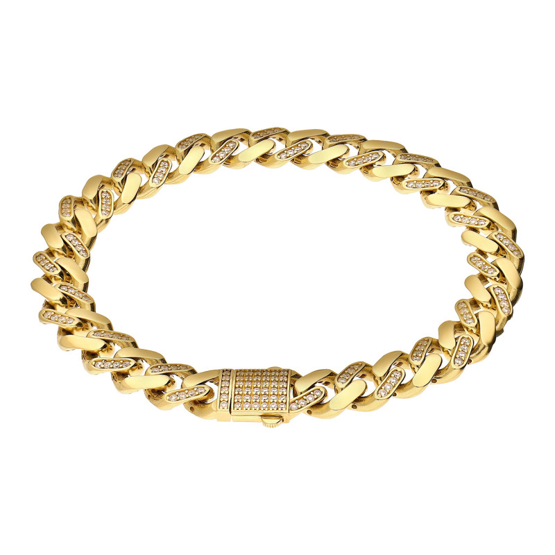 Bransoleta złota pancer dmuchany wysadzany cyrkoniami