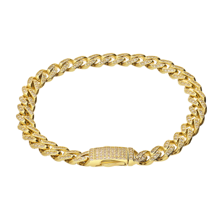 Bransoleta złota pancer z cyrkoniami próba 585