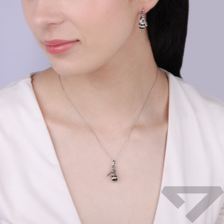 Kolczyki Srebrne Pszczoły z Bursztynem - JubilerSezam.pl