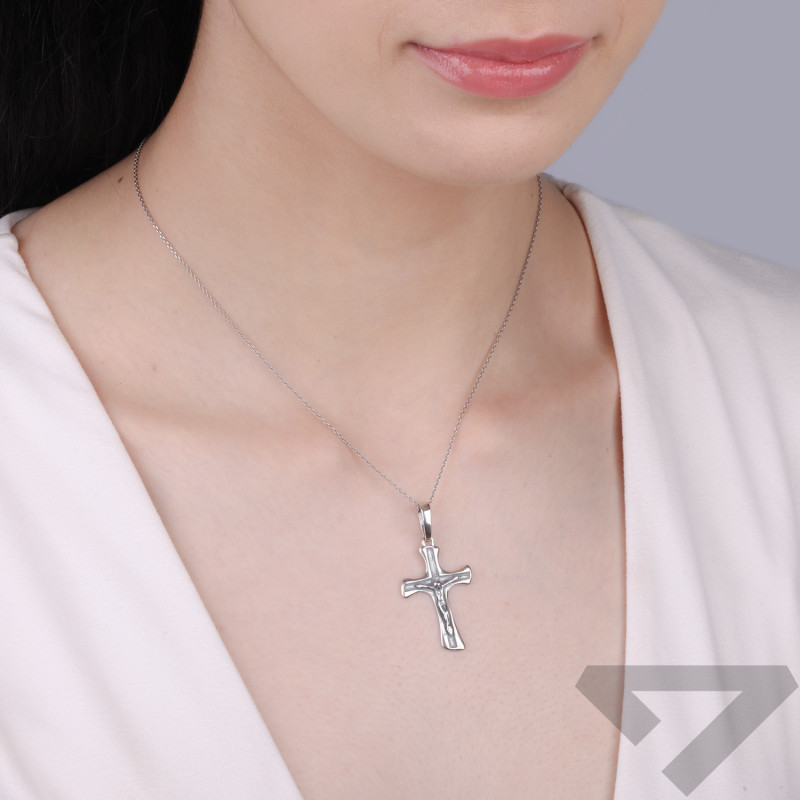 Krzyżyk srebrny z wizerunkiem tło oksydowane