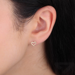 Kolczyki złote serce ramka grawer próba 585