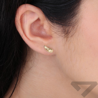 Kolczyki złote skrzydło grawerowane