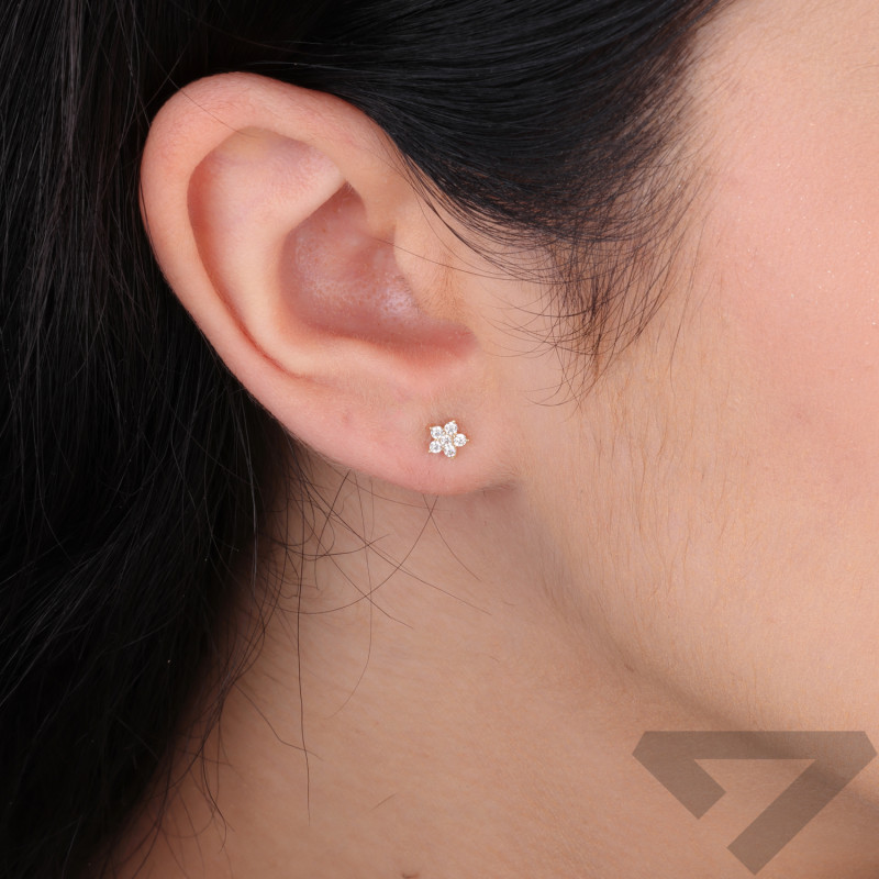 Kolczyki złote kwiatek z cyrkoniami próba 375