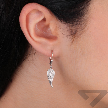 Kolczyki wiszące skrzydła z cyrkoniami
