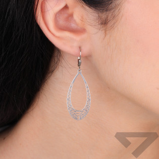 Kolczyki srebrne wiszące łezki ażurowe