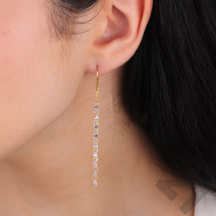 Kolczyki przeciągane z cyrkoniami srebro w kolorze złota