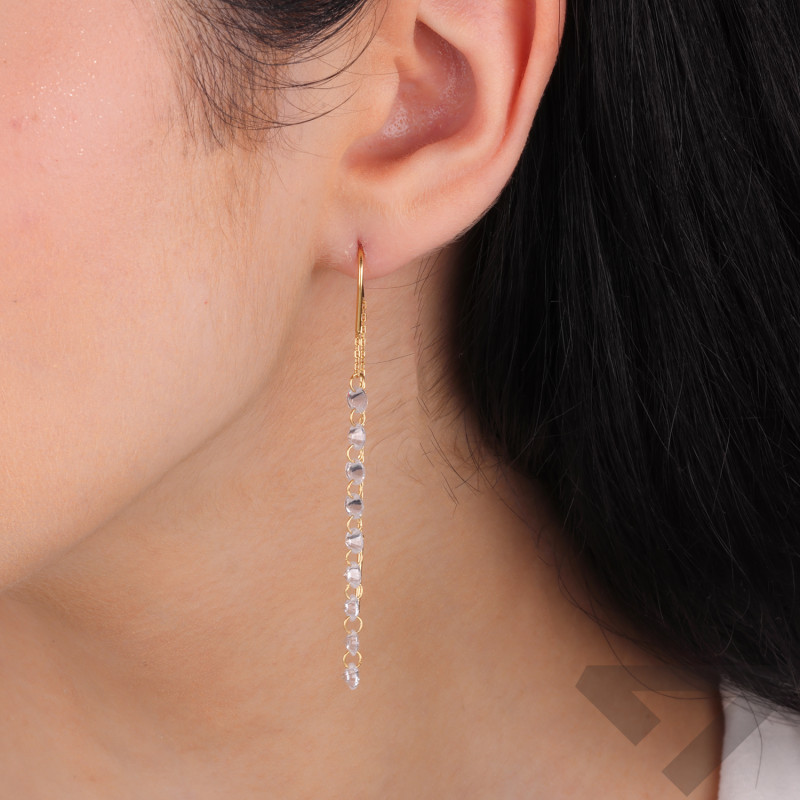 Kolczyki przeciągane z cyrkoniami srebro w kolorze złota