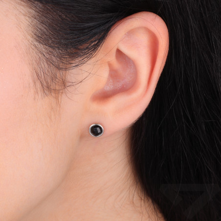 Kolczyki srebrne z czarną cyrkonią fasetowaną