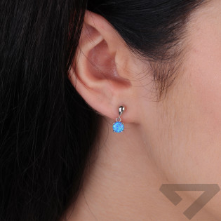Kolczyki srebrne z kamieniem jubilerskim opalem niebieskim