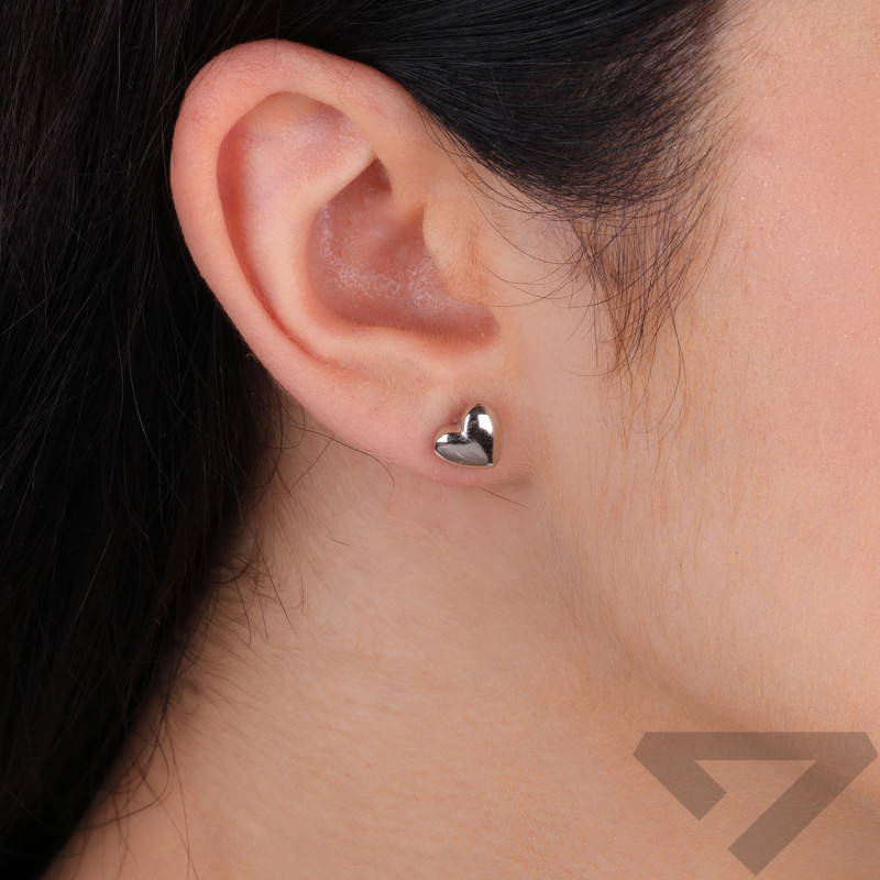 Kolczyki serce wypykłe zapinane na sztyft