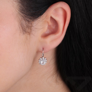 Kolczyki markiza kwiat z białymi cyrkoniami