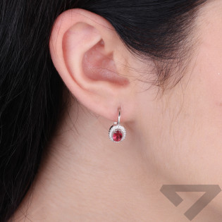Srebrne kolczyki Markiza z różową cyrkonią pr. 925 - JubilerSezam.pl