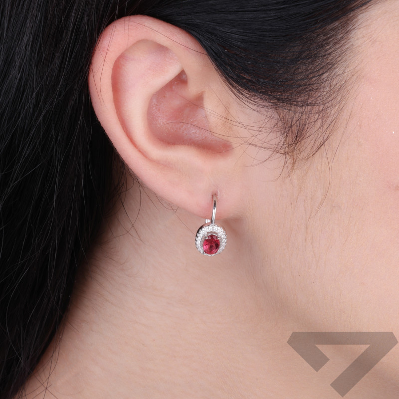 Srebrne kolczyki Markiza z różową cyrkonią pr. 925 - JubilerSezam.pl