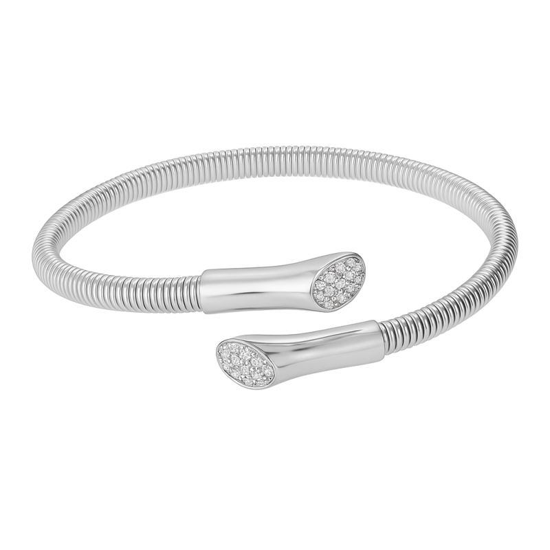 Bransoleta srebrna bangla sprężyna zachodząca