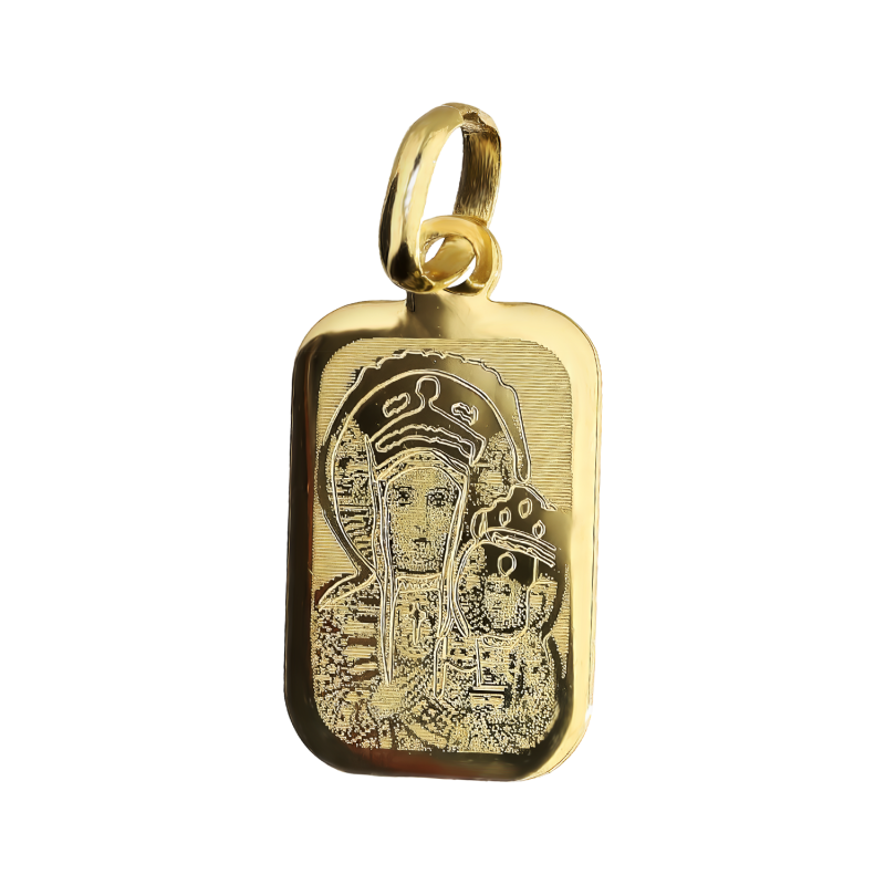 Medalik złoty Częstochowska w obłym prostokącie