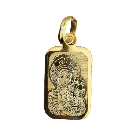 Medalik złoty Częstochowska w obłym prostokącie