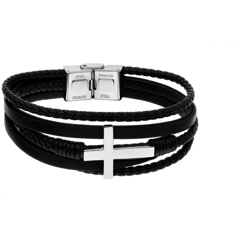Bransoleta męska z krzyżem/potrójna AT1012