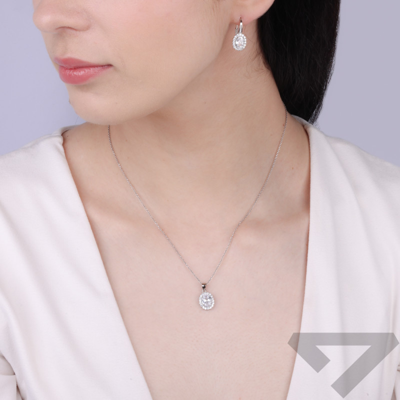 Srebrny Komplet Markiza z Cyrkoniami pr. 925 - JubilerSezam.pl