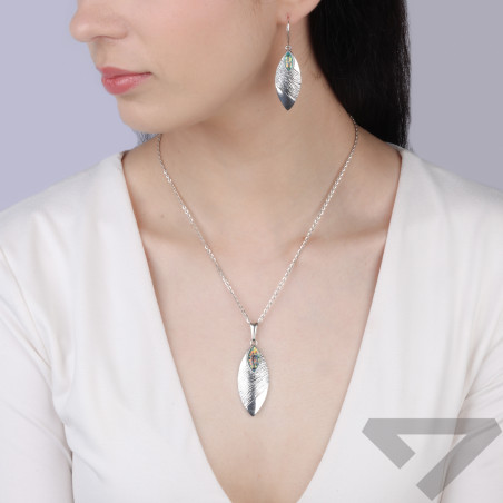 Kolczyki srebrne wiszące z opalem jubilerskim koloru morskiego