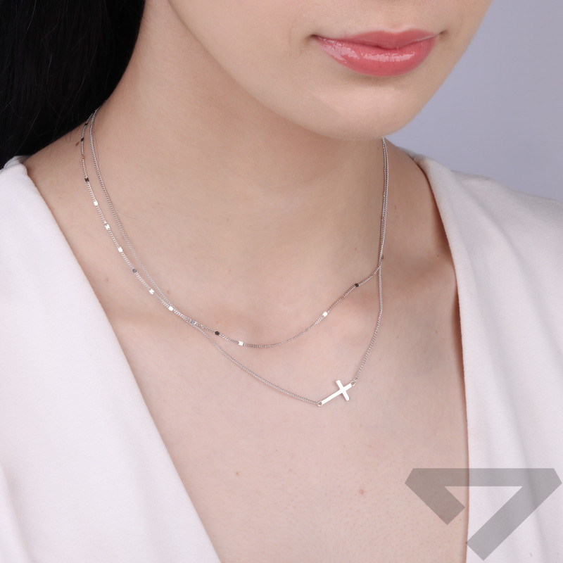 Naszyjnik srebrny typu celebrytka z podwójnym łańcuszkiem