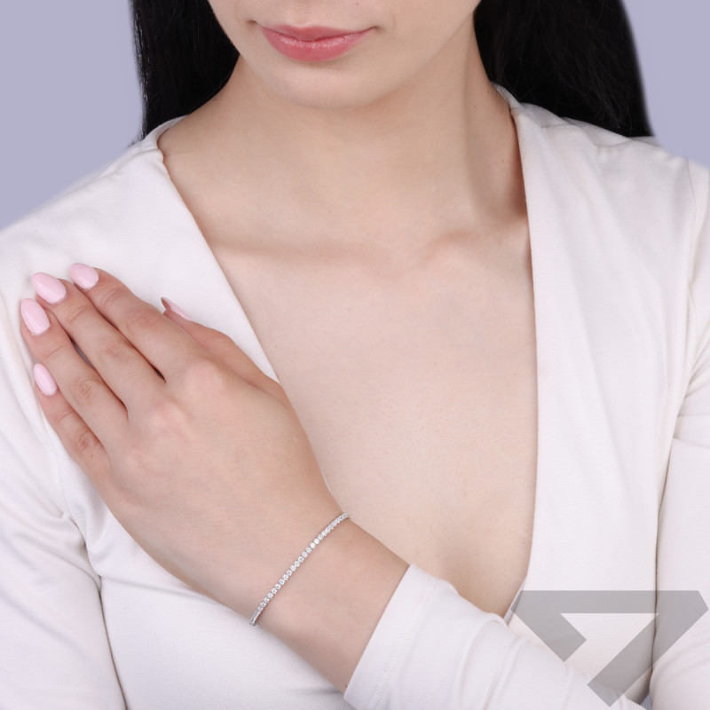 Bransoleta srebrna oprawa typu tennis z białymi cyrkoniami