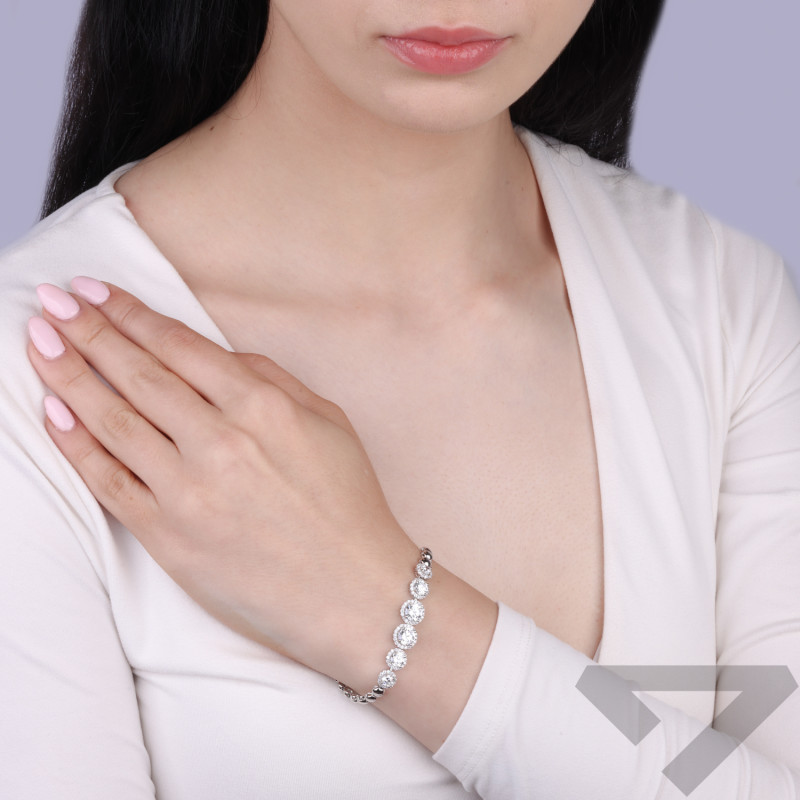 Bransoleta srebrna markiza z cyrkoniami