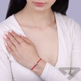 Bransoleta sznurkowa koloru czerwonego ze srebrną sową