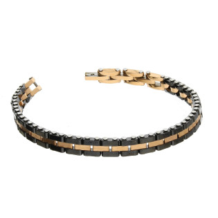 Bransoleta męska stalowe segmenty koloru czerni i miedzi