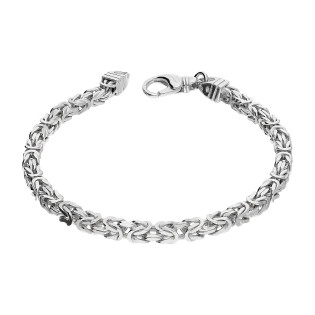 Bransoleta srebrna rodowana splot królewski