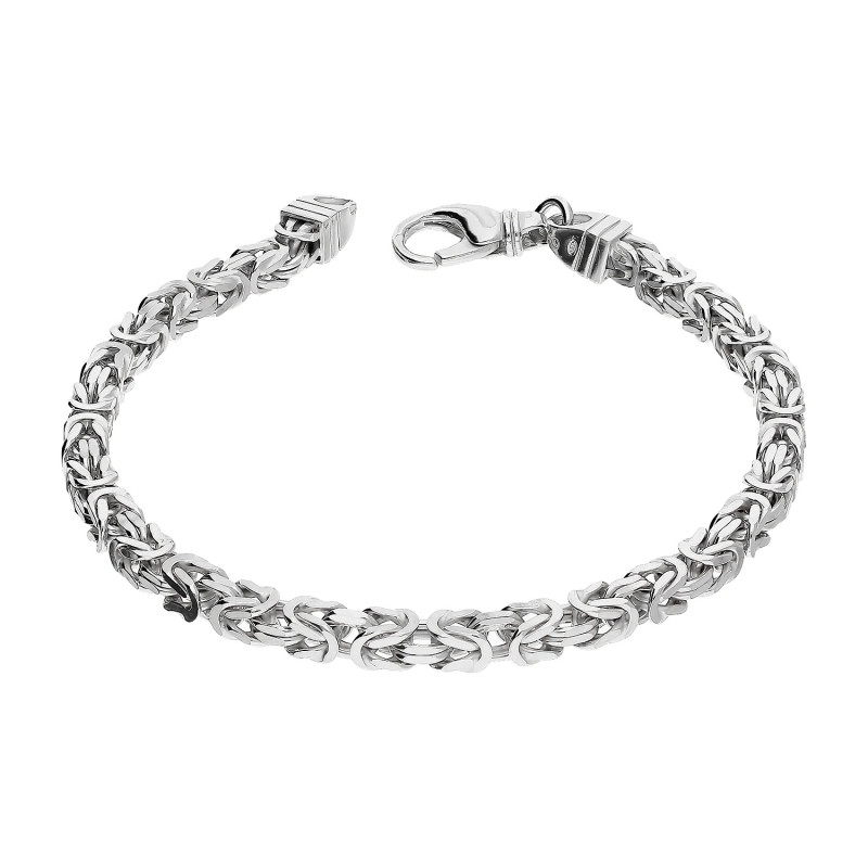 Bransoleta srebrna rodowana splot królewski