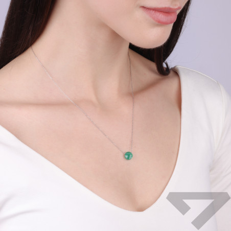 Naszyjnik srebrny z zielonym chalcedonem