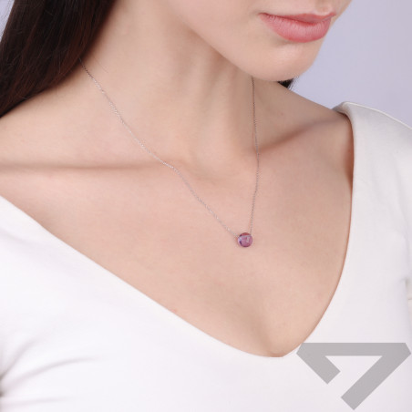 Naszyjnik srebrny z naturalnym ametystem