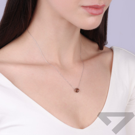 Naszyjnik srebrny z kwarcem dymnym