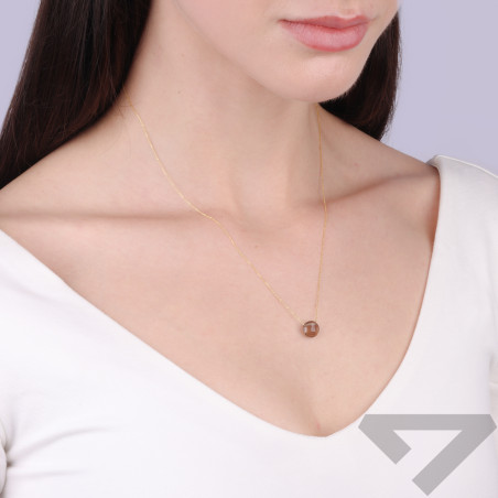 Naszyjnik złoty z naturalnym kwarcem dymnym