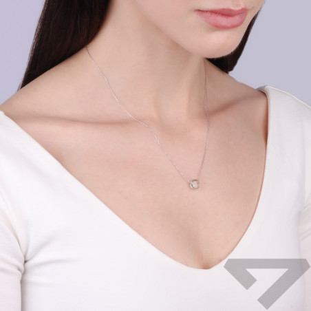 Naszyjnik srebrny z naturalnym zielonym kwarcem prasiolitem