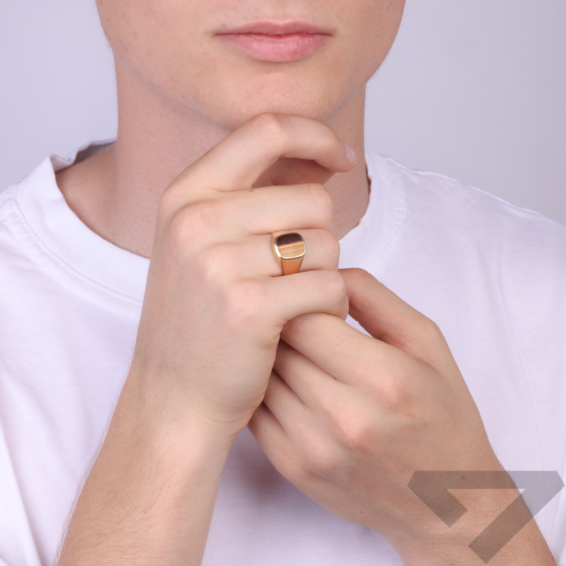 Sygnet złoty z tygrysim okiem próba 375