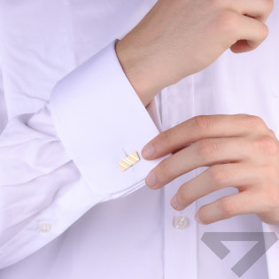 Złote spinki do mankietów prostokąty w paski