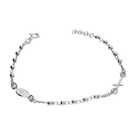 Bransoleta srebrna różaniec z gładkimi paciorkami