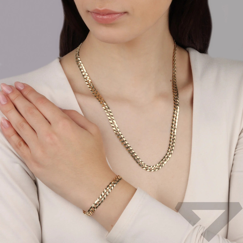 Łańcuszek złoty pancerka żłobiony środkiem