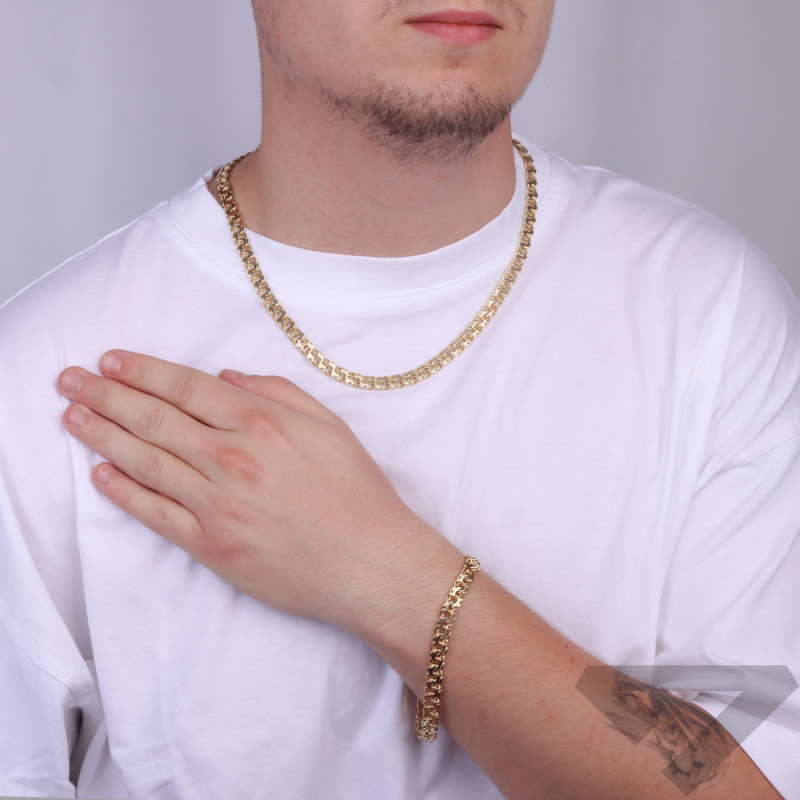 Bransoleta męska splot typu garibaldi z pełnego złota