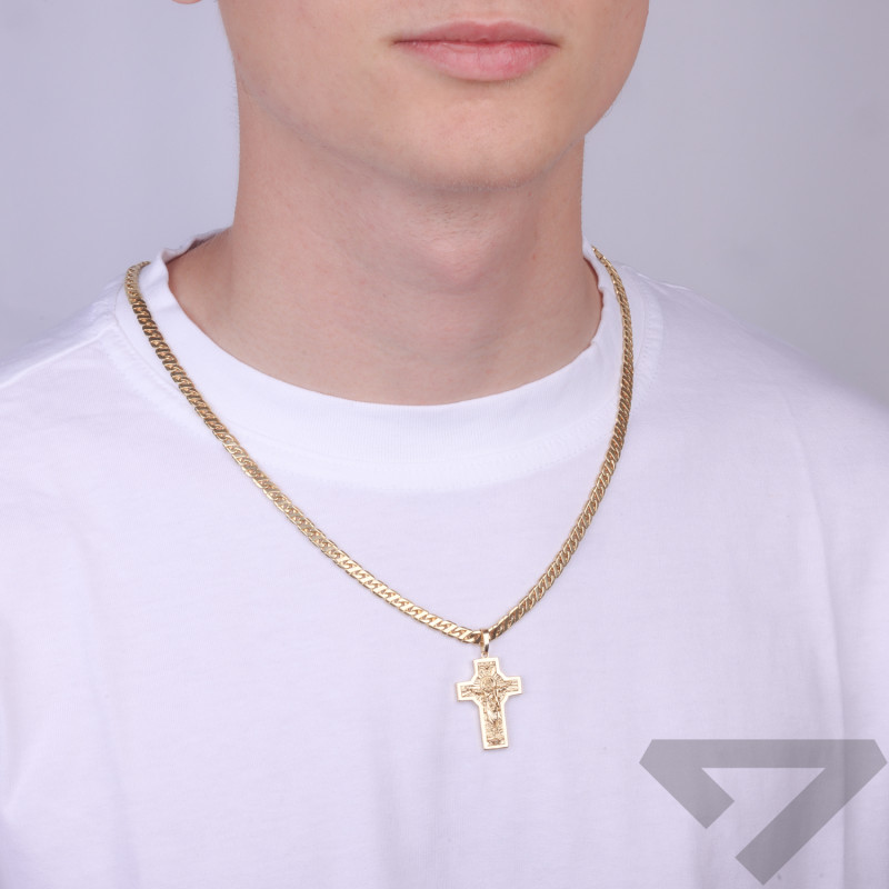 Krzyżyk złoty z rzeźbionym wizerunkiem Pana Jezusa